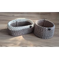 Körbchen Set Gehäkelt Cappuccino Körbchen Set Gehäkelt Cappuccino von COLORFULWoolCreation
