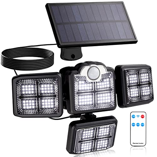 COLORLAM Solarlampen für außen mit Bewegungsmelder 198 LED Solarstrahler Wandleuchte Aussenlampe Solarleuchte Fernbedienung 3 Modi, 6000 K Weißes Licht,IP65 Wasserdicht Terrassen,Garage,Weg,Garten von COLORLAM