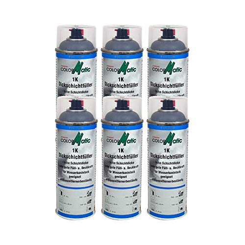COLORMATIC 6X 1K Dickschichtfüller Acryl Spot& Teilelackierung Hellgrau 400Ml von COLORMATIC