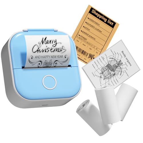 T02 Mini Drucker, Bluetooth Pocket Printer mit 3 Papierrollen, Tragbarer Sticker Printer, Inkless Thermodrucker, Portable Etikettendrucker Aufkleberdrucker für Notizen, Memos, Zeitschriften, DIY T02 Mini Drucker, Bluetooth Pocket Printer mit 3 Papierrollen, Tragbarer Sticker Printer, Inkless Thermodrucker, Portable Etikettendrucker Aufkleberdrucker für Notizen, Memos, Zeitschriften, DIY von COLORWING