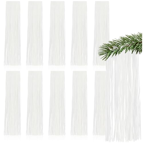 com-four® 10x Lametta - weiße Lametta Girlande für Weihnachten - Christbaumschmuck für den Tannenbaum - Lametta-Vorhang mit glatten Fäden (weiß - 10 Stück) von com-four