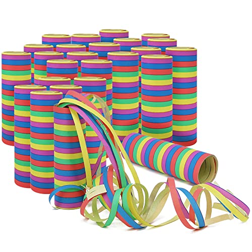 com-four® 24x kleine Luftschlangen Rollen in verschiedenen Mustern als Party Deko für Geburtstage - Papierschlangen für Silvester (24 Stück - bunt) von com-four