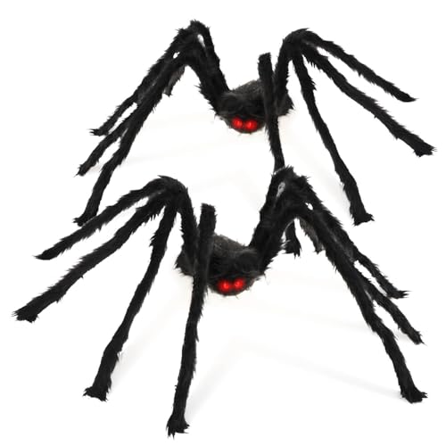 com-four® 2X Deko-Spinne Größe XL - große, haarige Spinne mit beweglichen Beinen für Halloween - modellierbare Tarantel für Innen- und Außendekorationen - 85 cm (02 Stück - Größe XL) von com-four