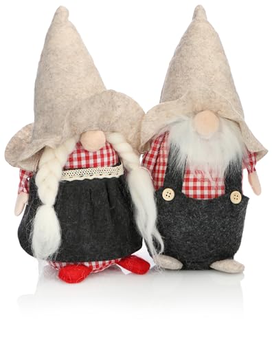 com-four® 2X Premium Weihnachts-Wichtelpaar Gr.M für die Weihnachtsdeko, Alpine Figuren als winterliche Dekoartikel, Niedlicher Kantenhocker als Raumschmuck oder Geschenk von com-four