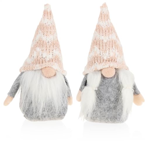 com-four® 2X Premium Weihnachts-Wichtelpaar für die Weihnachtsdeko, skandinavische Figuren als winterliche Dekoartikel, Kantenhocker als Raumschmuck oder Geschenk von com-four