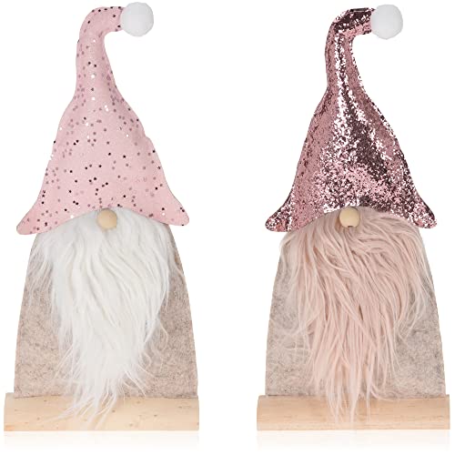 com-four® 2X Weihnachtsdeko Weihnachtsmann Figur aus Filz - Fensterbrett Dekoration zu Weihnachten - Winterdeko - Weihnachtsfigur - Filzdeko [Auswahl variiert] (02 Stück Weihnachtsmann 34cm rosa) von com-four