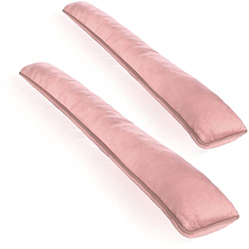 com-four® 2X Zugluftstopper für Tür und Fenster - Microfaser Windstopper- Energie sparen mit Luftzugstopper (02 Stück - rosa) von com-four