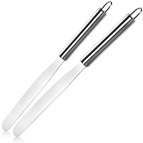 COM-FOUR® 2x Glasurmesser für Torten, Konditormesser, Streichpalette, Streichmesser für mehr Präzision beim Backen, Kuchenmesser auch perfekt als Tortenheber - 28,5 cm von com-four