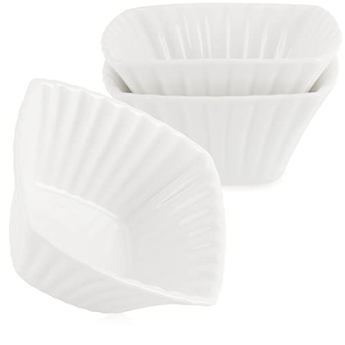 com-four® 3-teiliges Servierset - kleine, weiße Servierschälchen - fein gerippte Keramikschälchen für Vor- und Nachspeisen - Amuse-Gueule-Set von com-four