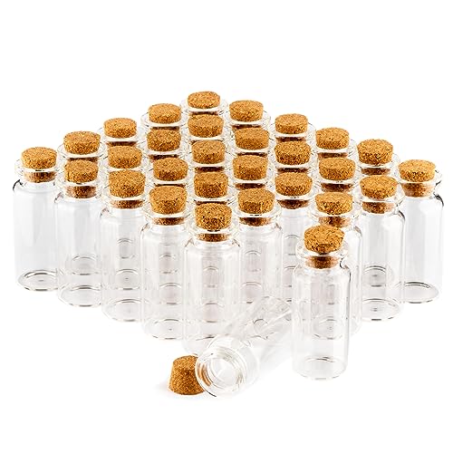 com-four® 30x Kleine Glasflaschen mit Korken 10ml, Gewürzgläser Set, Mini Glasfläschchen zum Befüllen, Aufbewahrung von Ölen, Gewürzen, Kräutern, Tee, Hochzeit, Gastgeschenke (030 Stück) von com-four