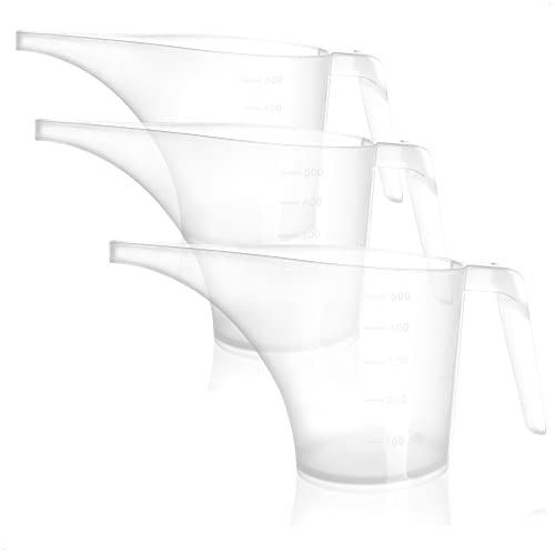 COM-FOUR® 3x Trichterkrug, Gießkanne mit Trichterausguss, transparente Trichterkanne, Dosierkanne für die Seifenherstellung, für Öl, zum Blumengießen von com-four