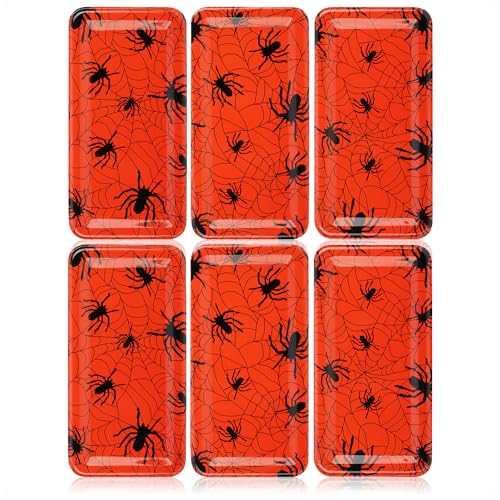 com-four® 6X Dekoteller Halloween - dekorative Tabletts mit tollen Gruselmotiven - Schale für Halloween und Motto-Party als Raumdekoration (6 Stück - Spinne) von com-four