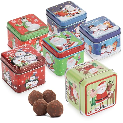 com-four® 6X Keksdose - Blechdose für Weihnachtskekse - weihnachtliche Vorratsdose mit Deckel - Aufbewahrungsbox für Cookies - Süßigkeiten und Geschenke (6 Stück - Mix - bunt) von com-four