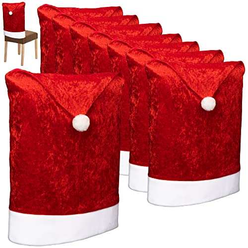 com-four® 8X Premium Stuhlhusse - Weihnachtsdekoration für Stühle - Schonbezüge im weihnachtlichen Design - Sitzmöbel-Überzüge - Stuhlbezug für Weihnachten - Stuhlabdeckung von com-four