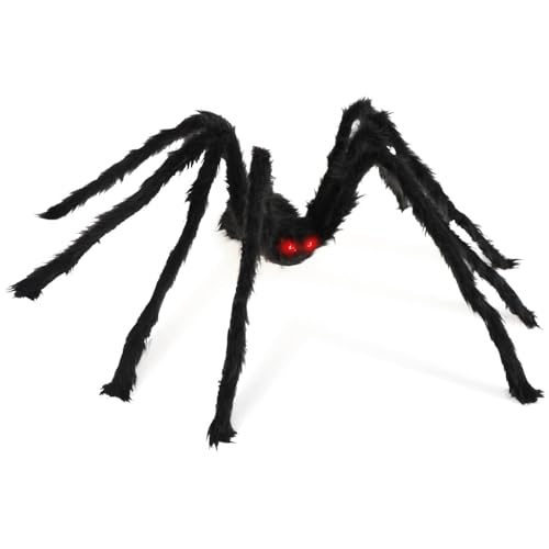 com-four® Deko-Spinne Größe XXL - große, haarige Spinne mit beweglichen Beinen für Halloween - modellierbare Tarantel für Innen- und Außendekorationen - 95 cm (01 Stück - Größe XXL) von com-four