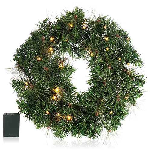 COM-FOUR® LED Türkranz Weihnachten - Adventskranz mit LED-Beleuchtung - tolle Weihnachtsdeko - 40 warmweiße LED mit Timer von com-four