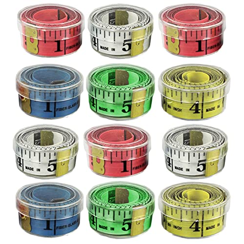 com-four® 12x Maßband in tollen Farben zum Basteln, Schneidern oder für die Baustelle - Maße in cm und Inch - Zentimetermaß zur Vermessung [Auswahl variiert] (12 Stück - bunt) von com-four