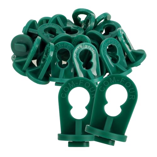 com-four® 25x Gewächshausclips - Stabile Pflanzenhalter mit hoher Tragkraft - Aufhängevorrichtungen für Gewächshaus und Wintergarten - Ösen für Gewächshausschienen - Rankhilfe Clips (025 Clips - grün) von com-four