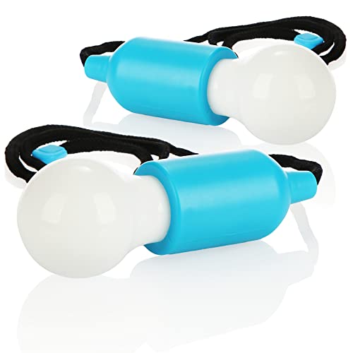 com-four® 2x LED Hängelampe mit Zugschalter, kabellose Hängeleuchte, batteriebetriebene Glühbirne mit Schnurschalter, für Camping, Festivals, Schränke, Keller und Outdoor (02 Stück - Schnur - blau) von com-four