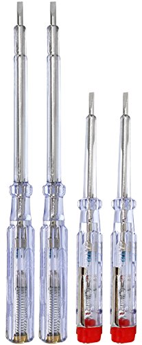 com-four® 4x VDE Spannungsprüfer in verschiedenen Größen - Schlitz Phasenprüfer mit Schraubenzieher - Stromprüfer Multitool - 19 cm, 14 cm (04 Stück - Spannungsprüfer) von com-four