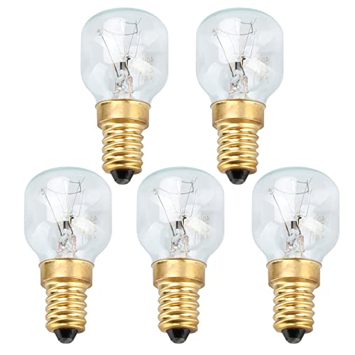 com-four® 5x Backofen-Lampe bis 300° C, warm-weiße Herd-Glühbirne 40W, E14, 230-240V (05 Stück - 40W goldfarben) von com-four
