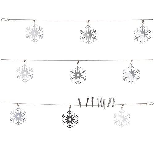 com-four® Girlande mit Schneeflocken - Deko-Girlande für Weihnachten - Schneeflocken-Girlande - Weihnachtsgirlande für Christbaumschmuck - 160 cm (Set4-1 Stück silberfarben) von com-four