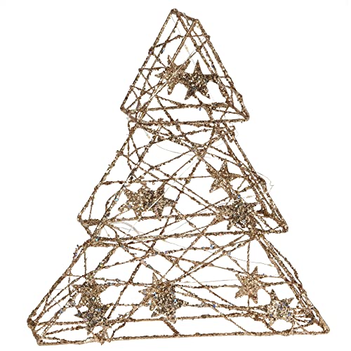 com-four® LED Deko Baum Weihnachten - Weihnachtsdekoration Tannenbaum mit LED und Timer - Aufsteller Weihnachtsbaum mit warm-weißem Licht (01 Stück - Goldfarben - Baum 29cm) von com-four