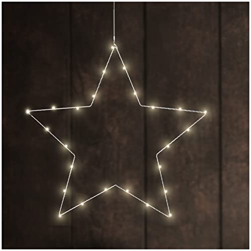 com-four® LED Weihnachtsstern - Dekorative Beleuchtung zu Weihnachten - Batteriebetriebene Weihnachtsdekoration für die Wohnung (L silberfarben) von com-four