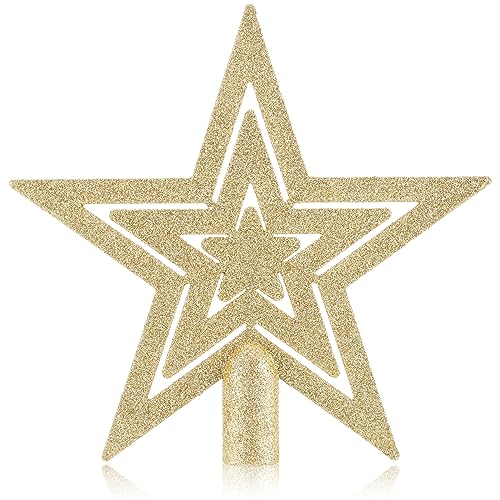 com-four® Weihnachtsbaumspitze Glitzer-Stern - Stern-Spitze für Weihnachtsbaum - Christbaumspitze für Jede Baumspitze - Weihnachtsstern bruchsicher von com-four