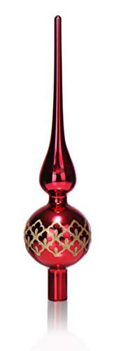 com-four® Weihnachtsbaumspitze glänzend - Christbaumspitze aus echtem Glas für Weihnachten - Tannenbaumspitze für den Christbaum, 28 cm von com-four