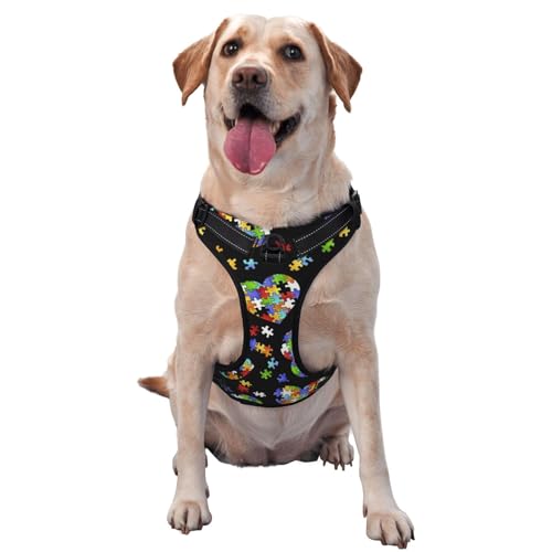 Autismus-Bewusstseins-Puzzleteile, Herz-Traktionsweste, Haustier-Traktionsweste, Brustgurt, Weste, Geschirr, Outdoor-Hundespaziergang von COMAAM