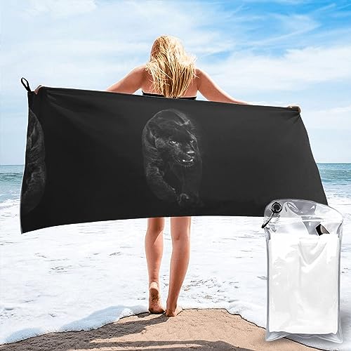 COMAAM Animal Panther Badetuch, schnelltrocknend, horizontaler Stil, zum Schwimmen, Camping, übergroßes Badetuch von COMAAM
