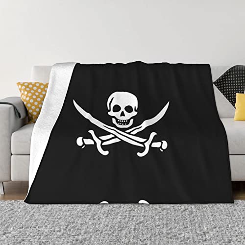 COMAAM Flanelldecke mit Piratenflagge, verschiedene Größen (horizontaler Stil), Decke für Sofas und Betten von COMAAM