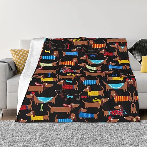 COMAAM I Love My Dog Dachshunds Flanelldecke in verschiedenen Größen (horizontaler Stil) für Sofas und Betten von COMAAM