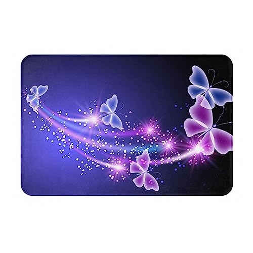 COMAAM Schöne lila Schmetterling Flanell Anti-Rutsch-Matte 40,6 x 61 cm Indoor und Outdoor Anti-Rutsch-Matte Eingangsmatte von COMAAM