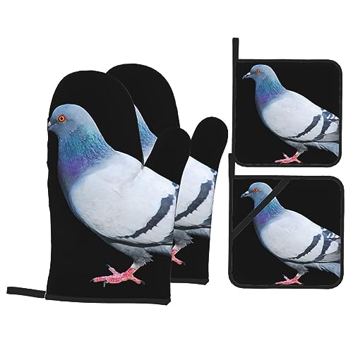 Pigeon Kitchen Baking 4-teiliges Set Topflappen Grillhandschuhe zum Kochen, Backen und Grillen von COMAAM