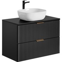 Waschtisch 80cm Adriel mit 2 Schubladen, Mattschwarz von COMAD