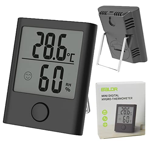 Digital Thermometer Hygrometer innen, raumthermometer zimmerthermometer temperatur und luftfeuchtigkeitsmesser, Hochgenauer temperatursensor mit Schalter für Innenraum Babyraum Wohnzimmer (Schwarz) von COMBLU