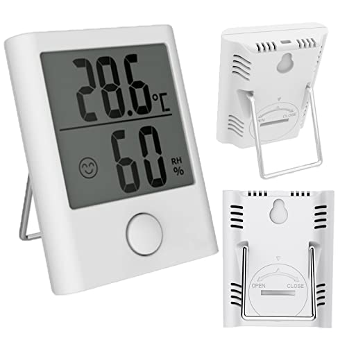 Digital Thermometer Hygrometer innen, raumthermometer zimmerthermometer temperatur und luftfeuchtigkeitsmesser, Hochgenauer temperatursensor mit Schalter für Innenraum Babyraum Wohnzimmer (Weiß) von COMBLU