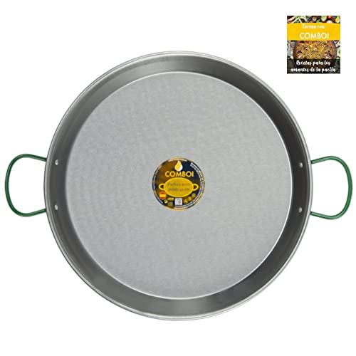 COMBOI - Paella-Pfanne aus poliertem Stahl, inkl. Rezepte und Aufbewahrungsanleitung. (60 CM) von COMBOI