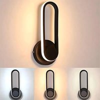 Moderne led Wandlampe 12W, Schwarz, aus Aluminium, Ovales Design, Drehbar, für Wohnzimmer, Schlafzimmer, Treppe, Flur (Einstellbar 3000K/4500K/6500K) von COMELY