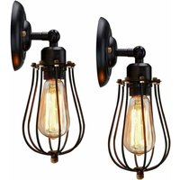 2er-Pack Industrie-Wandleuchte, verstellbare Retro-Metall-Wandleuchte, schwarze E27-Schattenkäfig-Wandlampe, Vintage-Hängeleuchte, rustikale von COMELY