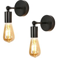 Comely - 2er Set Vintage Wandleuchten Schwarz E27 für die perfekte Innenbeleuchtung in Ihrem Wohnzimmer oder Flur (Glühbirnen nicht enthalten) von COMELY