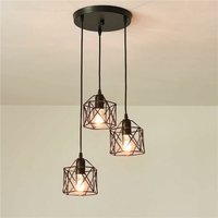 3-flammige Industrie-Pendelleuchte mit 120 cm verstellbarem Kabel E27 schwarz Halbbündige Deckenleuchten für Küchen, Restaurants, Schlafzimmer, von COMELY