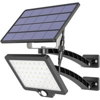 Comely - 48LED Solar-Wandleuchte Schwarz, Körpersensor, Weißlicht, 3m Verlängerungskabel von COMELY