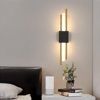 COMELY® LED-Innenwandleuchte, Moderne Wandlampe 10W 3000K Warmes Licht, Acryl-Wandleuchte für Wohnzimmer Schlafzimmer Flur Treppenhaus, Schwarz+Gold von COMELY