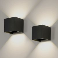 COMELY 2 Stück LED Wandlampe Innen- und Außenbereich, Modernes Up Down Wandleuchte für Schlafzimmer und Wohnzimmer (Schwarz, 6W, Neutralweiß 4000K) von COMELY