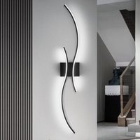 COMELY 27W LED Wandleuchte Innen, Moderne Wandlampe - 80CM Schwarz Gebogenes Design Wandbeleuchtung für Flur Wohnzimmer Schlafzimmer Treppenhaus von COMELY