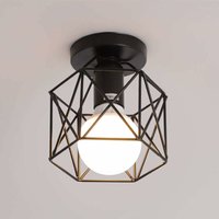 COMELY Industrie-Deckenleuchte aus Metall im quadratischen Käfigdesign, Pendelleuchte mit Lampenschirm aus Eisen, E27 60W Schwarz für Wohnzimmer, von COMELY