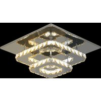 Led Kristall-Deckenlampe, Edelstahl, 30W, Modernes Design, Doppelquadrat, Schlafzimmer (Silber) - Comely von COMELY